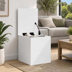 Storage Box White 30x35x35 cm Engineered Wood Chest Organizer Furniture