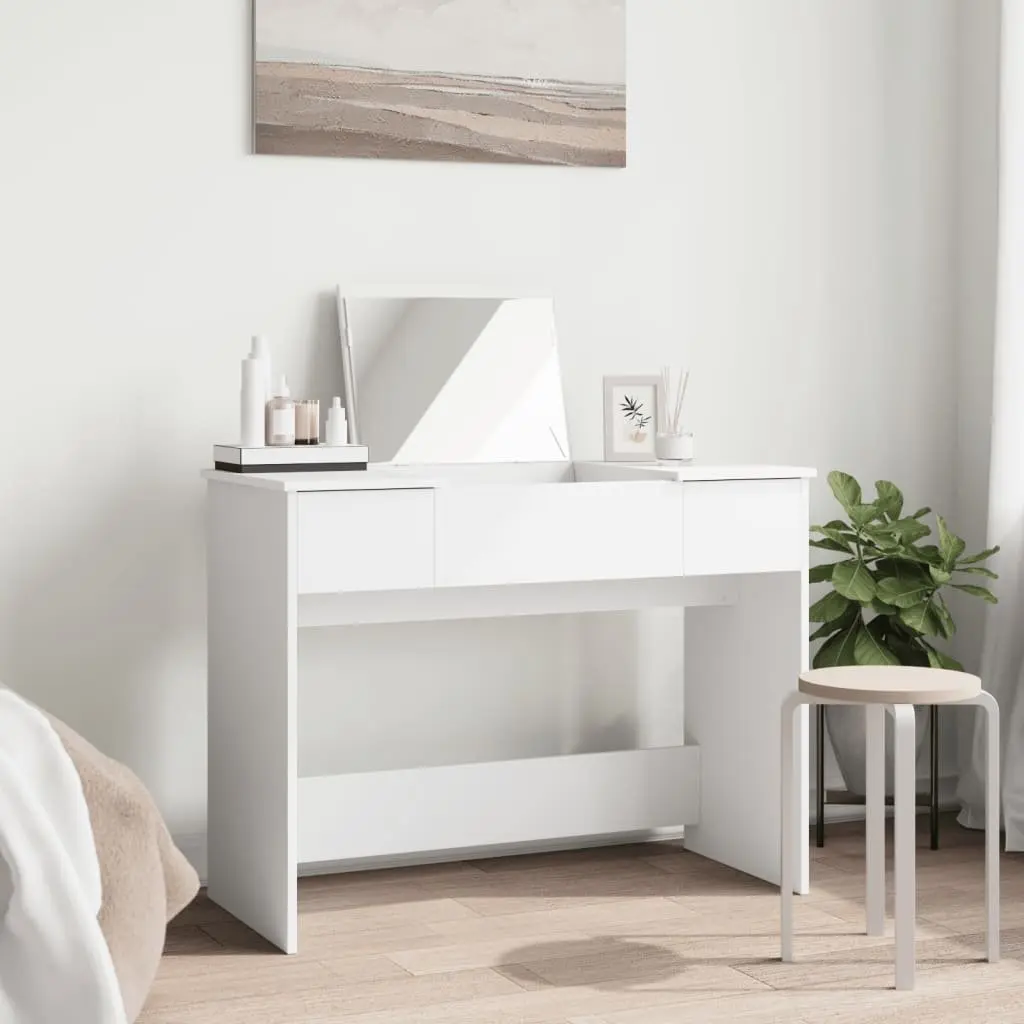 White Dressing Table with Mirror 100x45x76cm