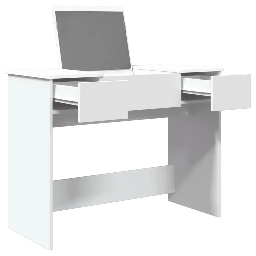 White Dressing Table with Mirror 100x45x76cm