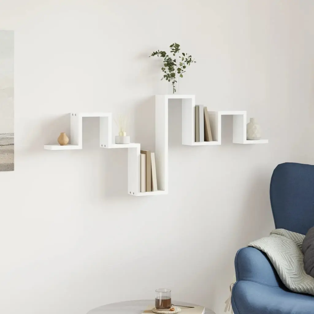 Wall Shelf Engineered Wood 104.5x10x43 cm White Storage Display Bookcase Organiser Shelving Unit