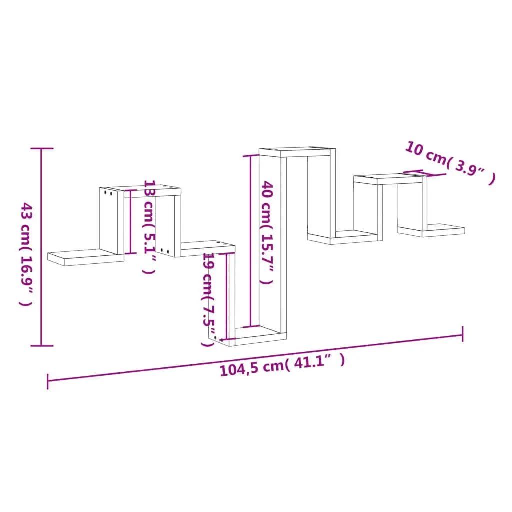Wall Shelf Engineered Wood 104.5x10x43 cm White Storage Display Bookcase Organiser Shelving Unit