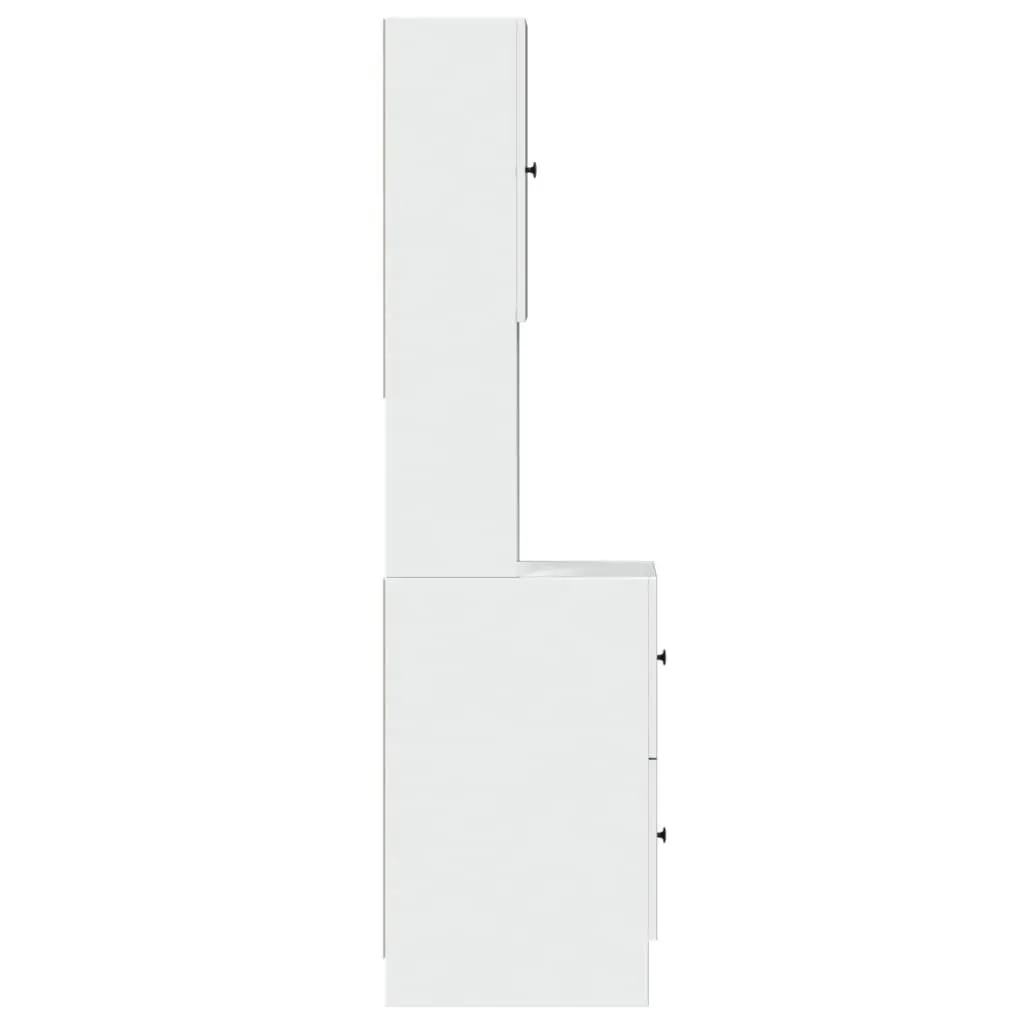 Engineered White Kitchen Storage Unit with Doors and Drawers