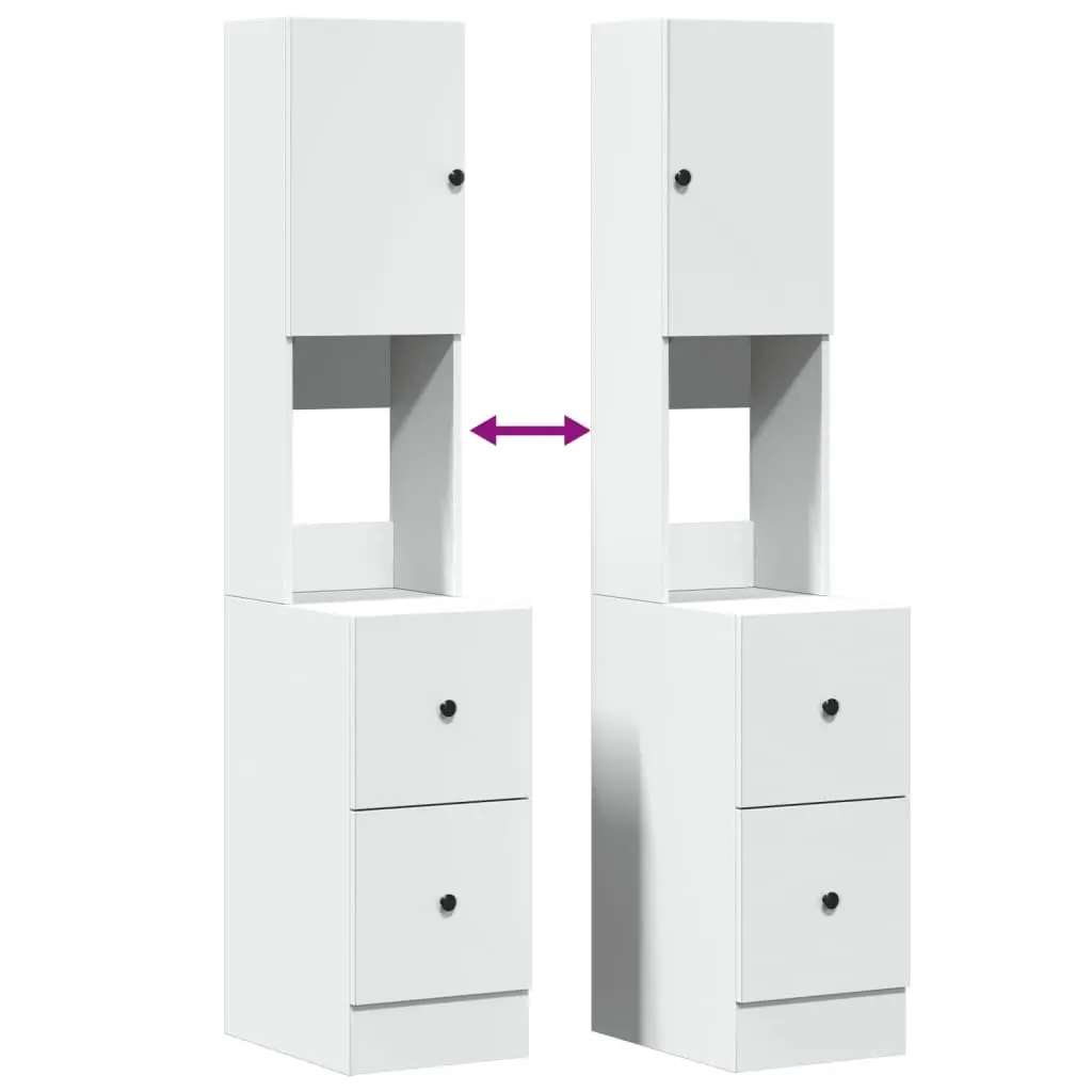 Engineered White Kitchen Storage Unit with Doors and Drawers