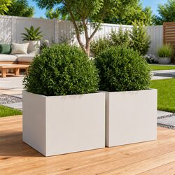 Durable Steel Garden Planters - 2 pcs White Raised Beds