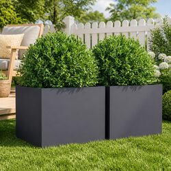 Durable Anthracite Steel Garden Planters 32x30x29 cm