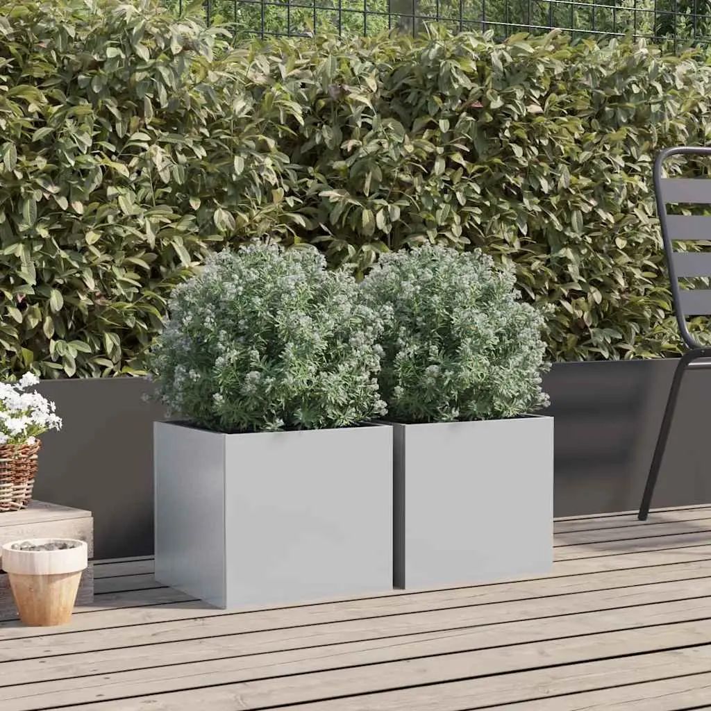 Silver Garden Planters Set of 2, 32x30x29 cm