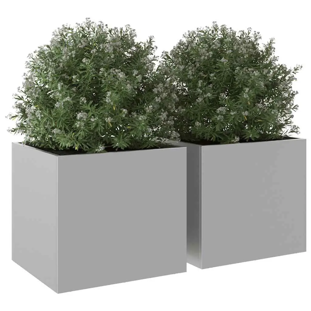 Silver Garden Planters Set of 2, 32x30x29 cm