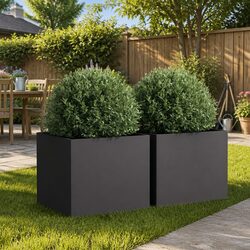 Durable Steel Planters in Black - 42x40x39 cm Set