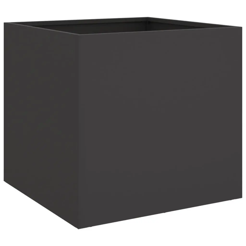 Steel Planters Cold-rolled Steel 42x40x39 cm Black 2 Piece Garden Flower Box Raised Bed Decor