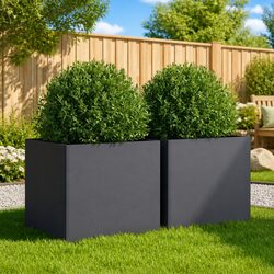 Durable Anthracite Raised Bed Planter Boxes - 2 Pcs