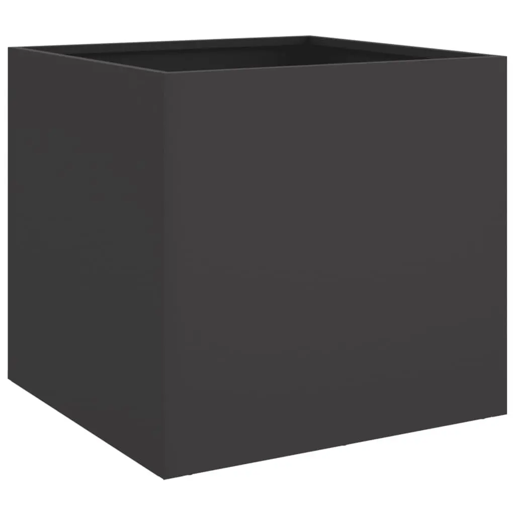 Steel Planters 2 pcs Black Outdoor Garden Flower Box Raised Bed Decor 49x47x46cm