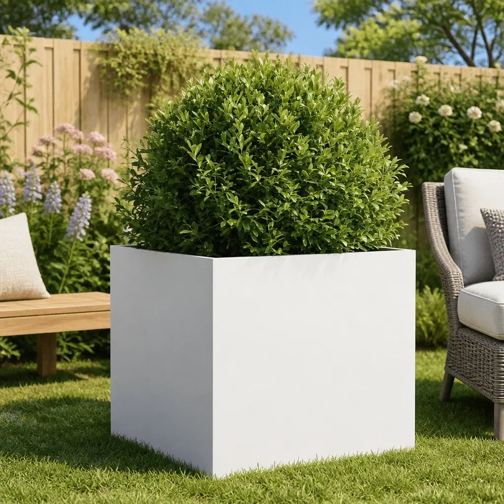Raised Garden Planter Cold-rolled Steel 49L x 47W x 46H cm White