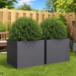 Raised Steel Frame Garden Planters, 2 pcs Anthracite