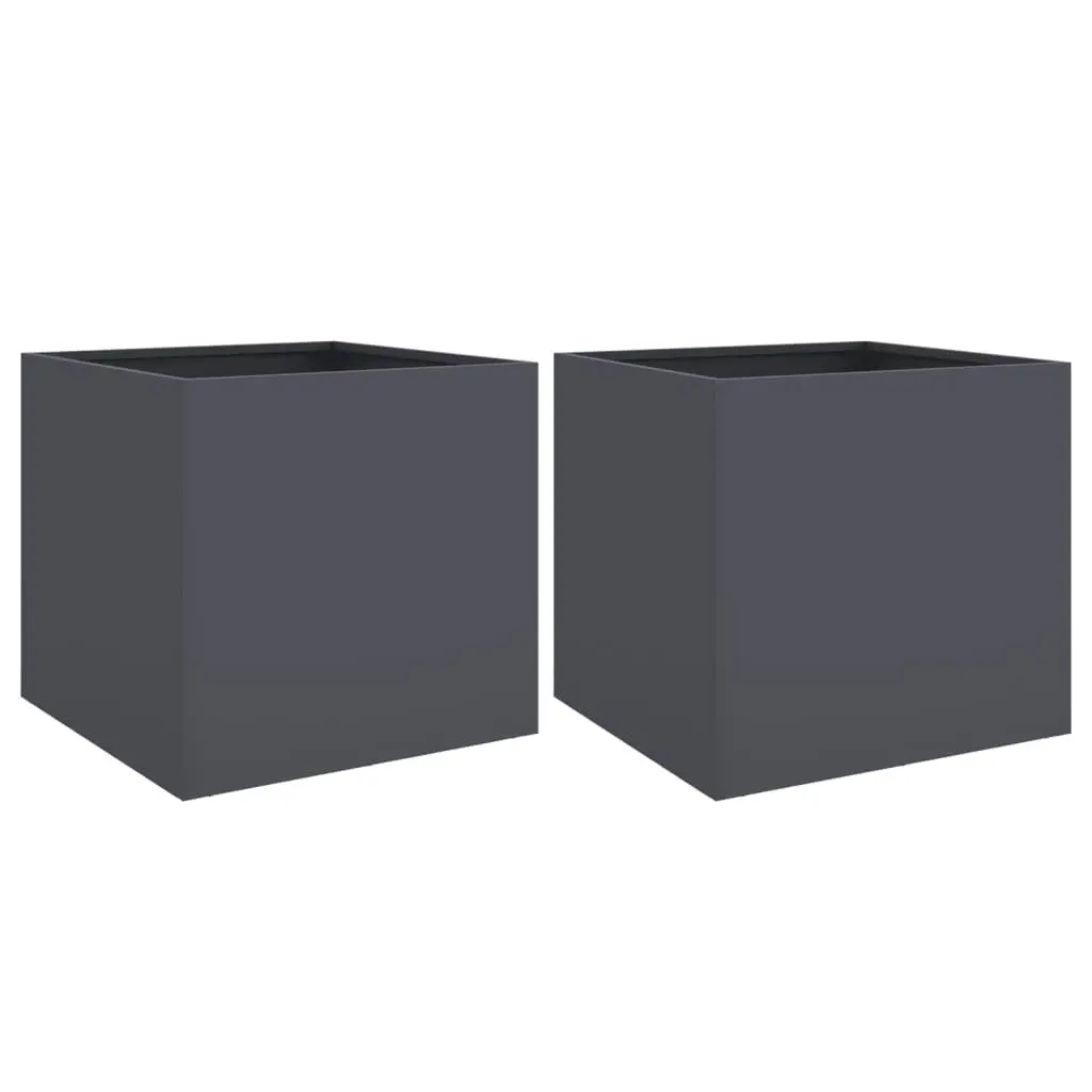 Raised Steel Frame Garden Planters, 2 pcs Anthracite