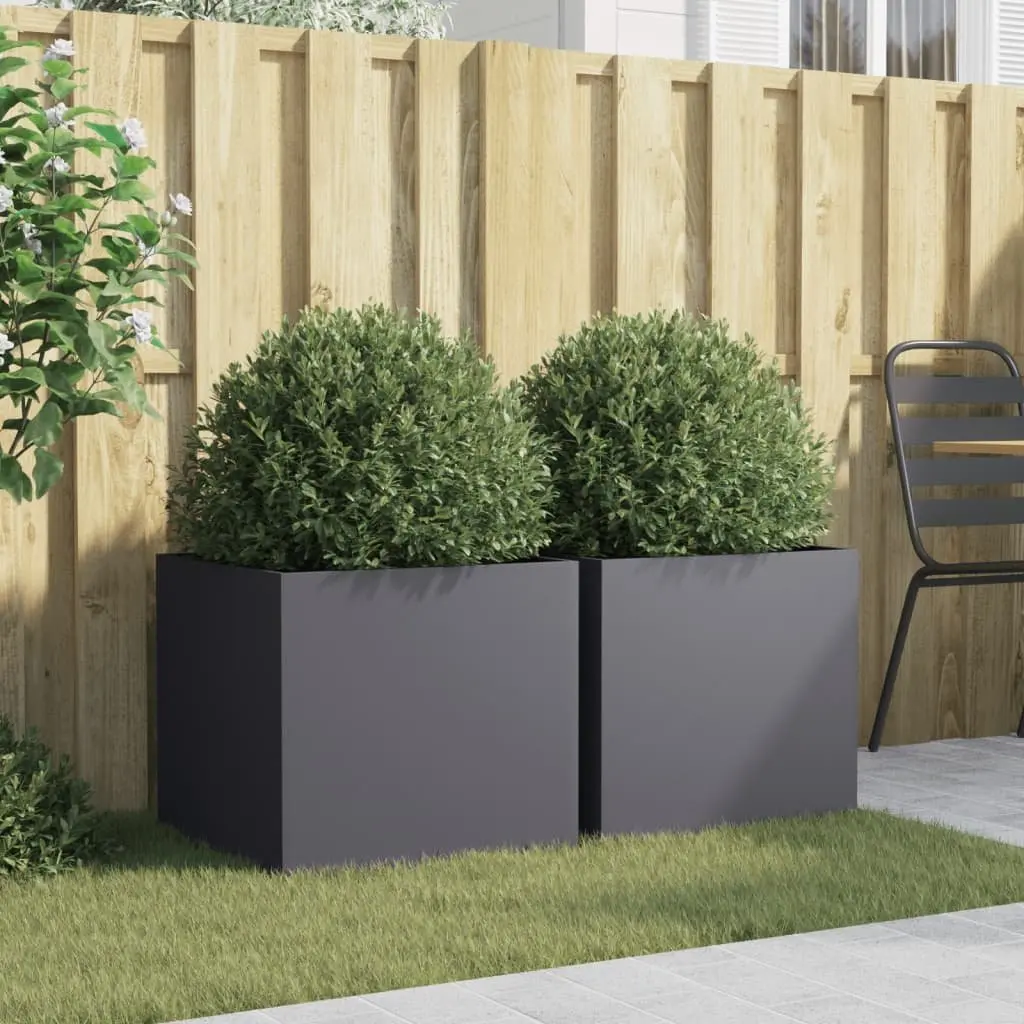 Raised Steel Frame Garden Planters, 2 pcs Anthracite