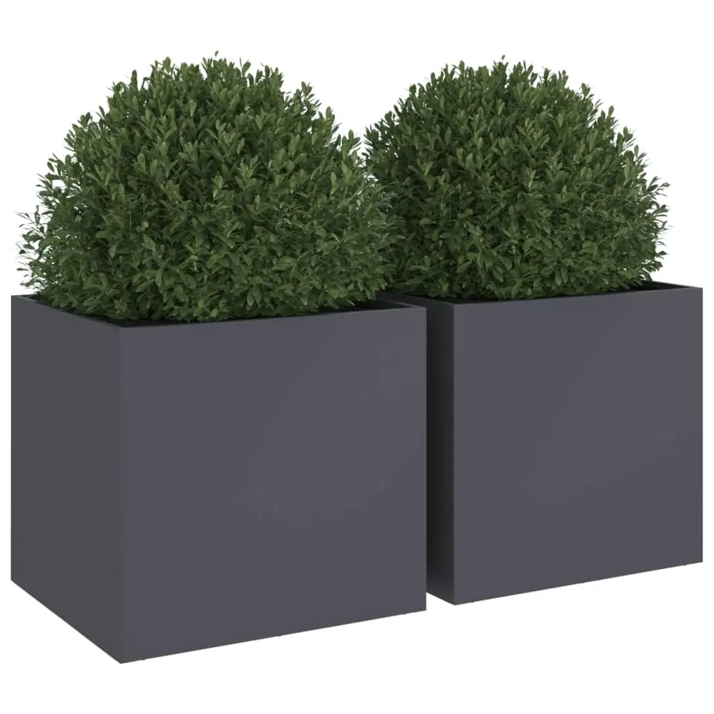 Raised Steel Frame Garden Planters, 2 pcs Anthracite