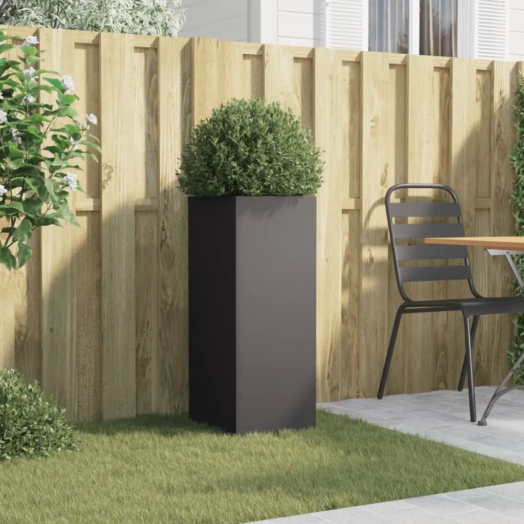 Steel Planter Black 32 x 29 x 75 cm Outdoor Patio Balcony Flower Box