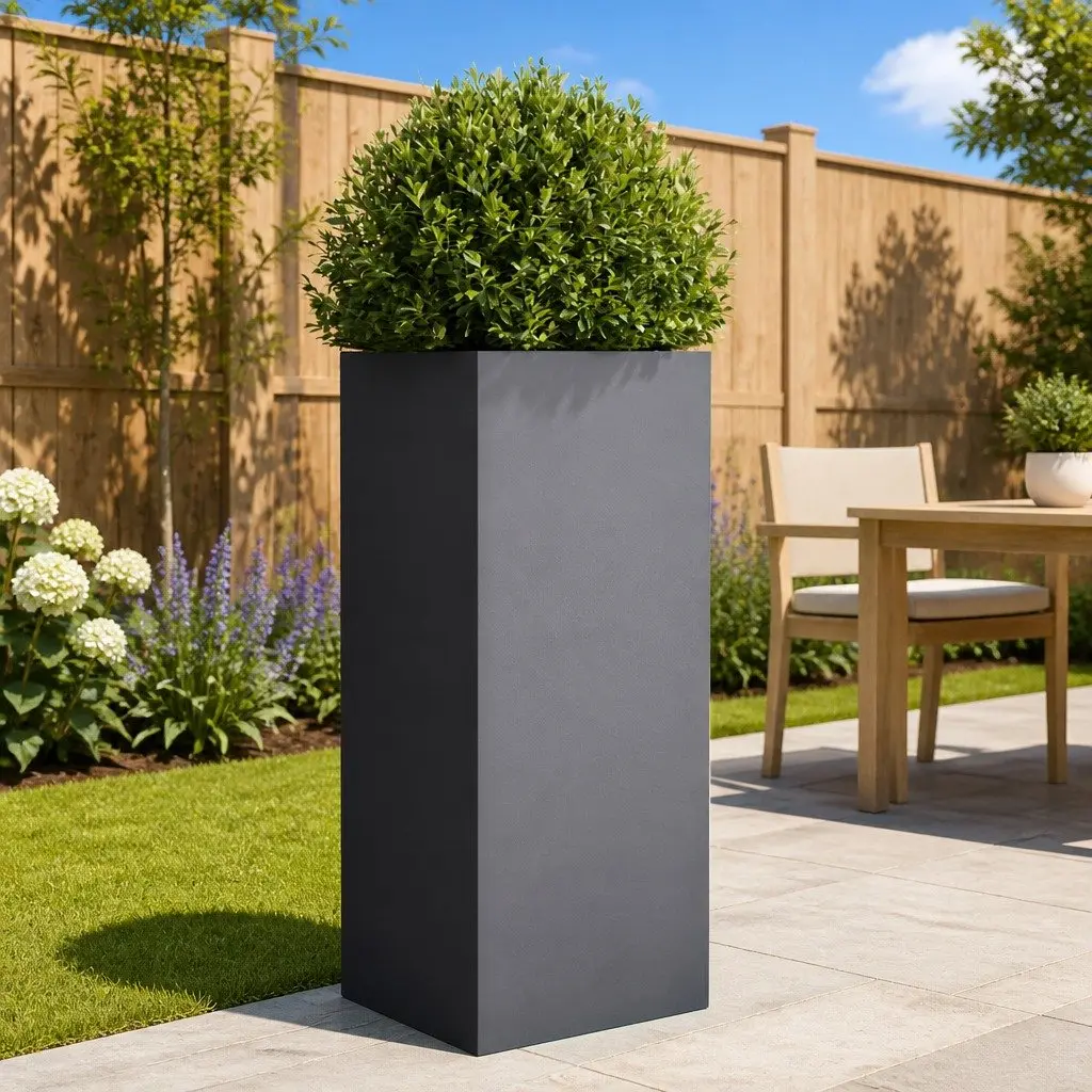 Anthracite Steel Planter for Outdoor Spaces