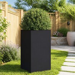 Robust Black Steel Planter for Outdoor Spaces