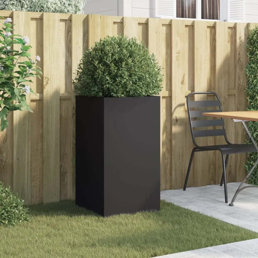 Steel Planter Black 42 x 38 x 75 cm Outdoor Decorative Flower Box