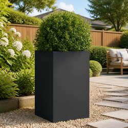 Anthracite Steel Planter for Outdoor Spaces 42x38x75cm