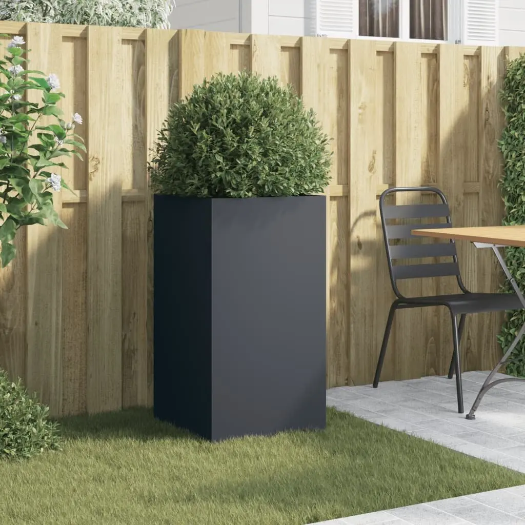 Anthracite Steel Planter for Outdoor Spaces 42x38x75cm