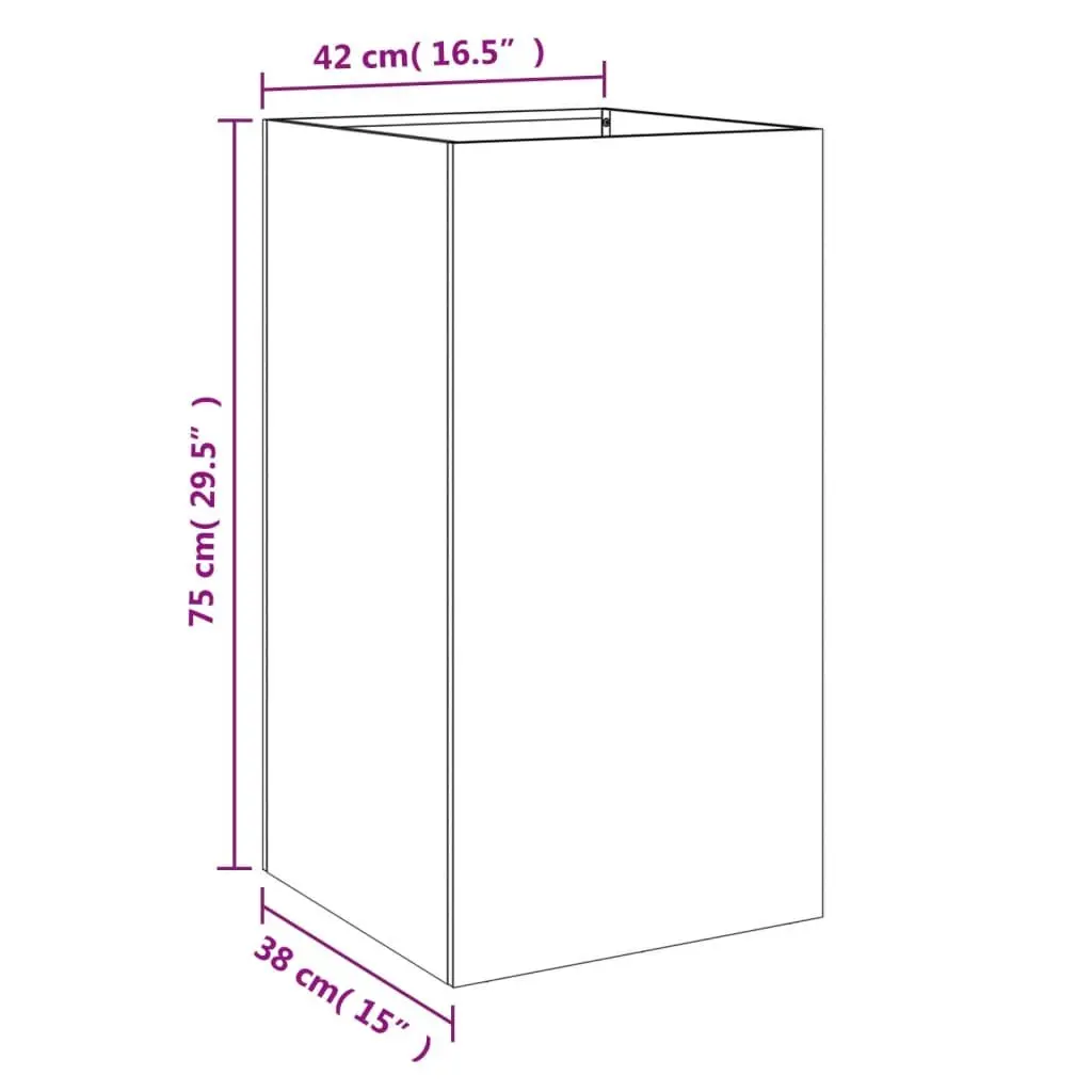 Anthracite Steel Planter for Outdoor Spaces 42x38x75cm