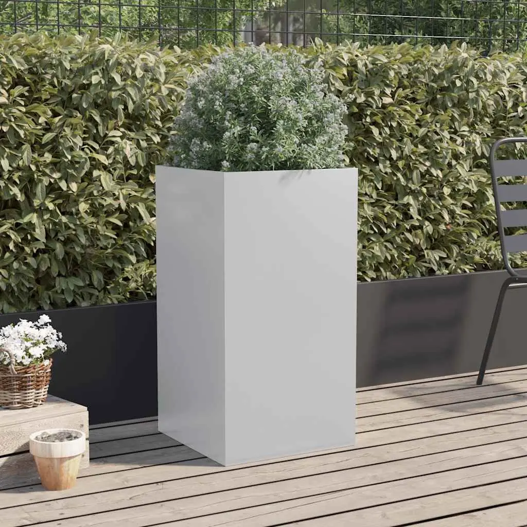 Galvanised Steel Planter Silver 42x38x75 cm