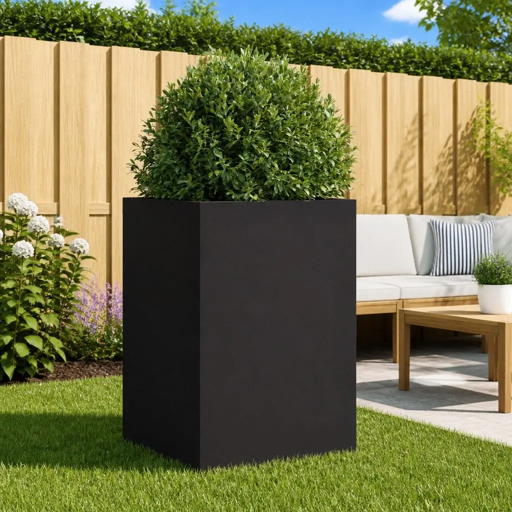 Steel Planter Box Cold-rolled Black 52 x 48 x 75 cm Garden Raised Bed Flower Container Outdoor Decor