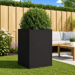 Heavy-Duty Black Steel Garden Planter Box