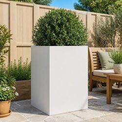 Durable White Steel Planter Box for Garden and Patio