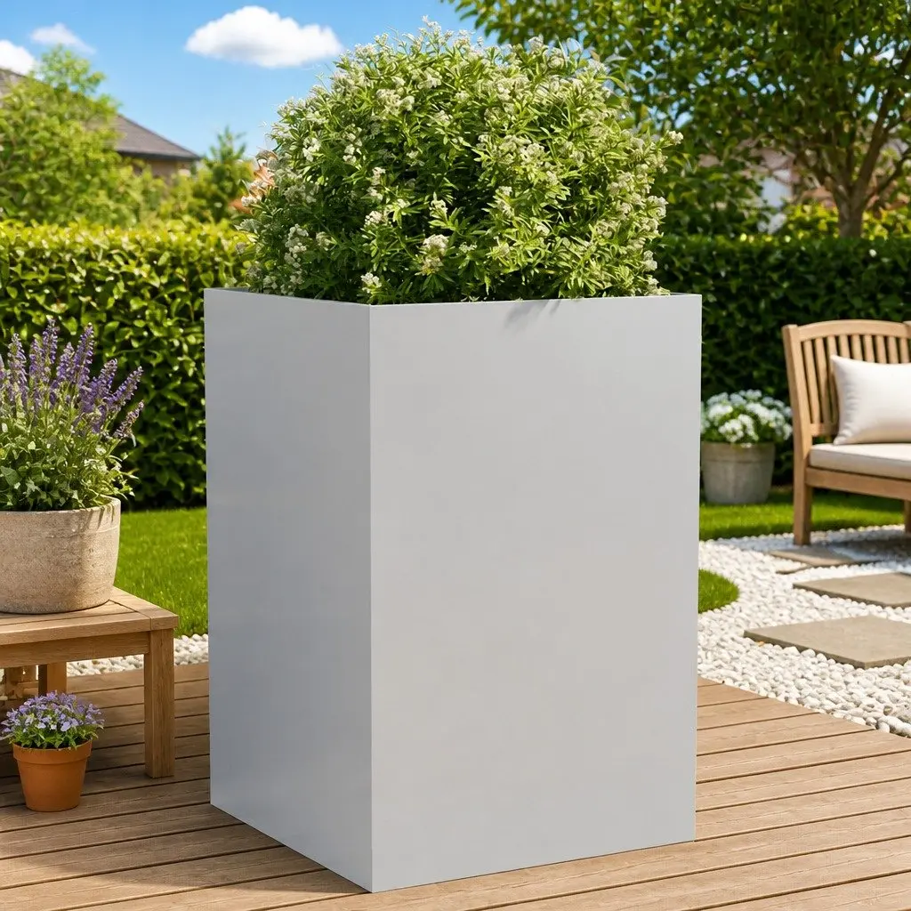 Garden Planter Box Galvanised Steel 52x48x75cm Silver