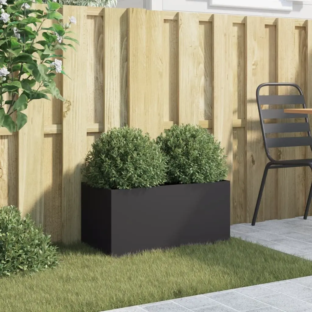 Steel Planter Box Cold-rolled Black 62 x 30 x 29 cm Garden Flower Outdoor Patio Balcony Decor