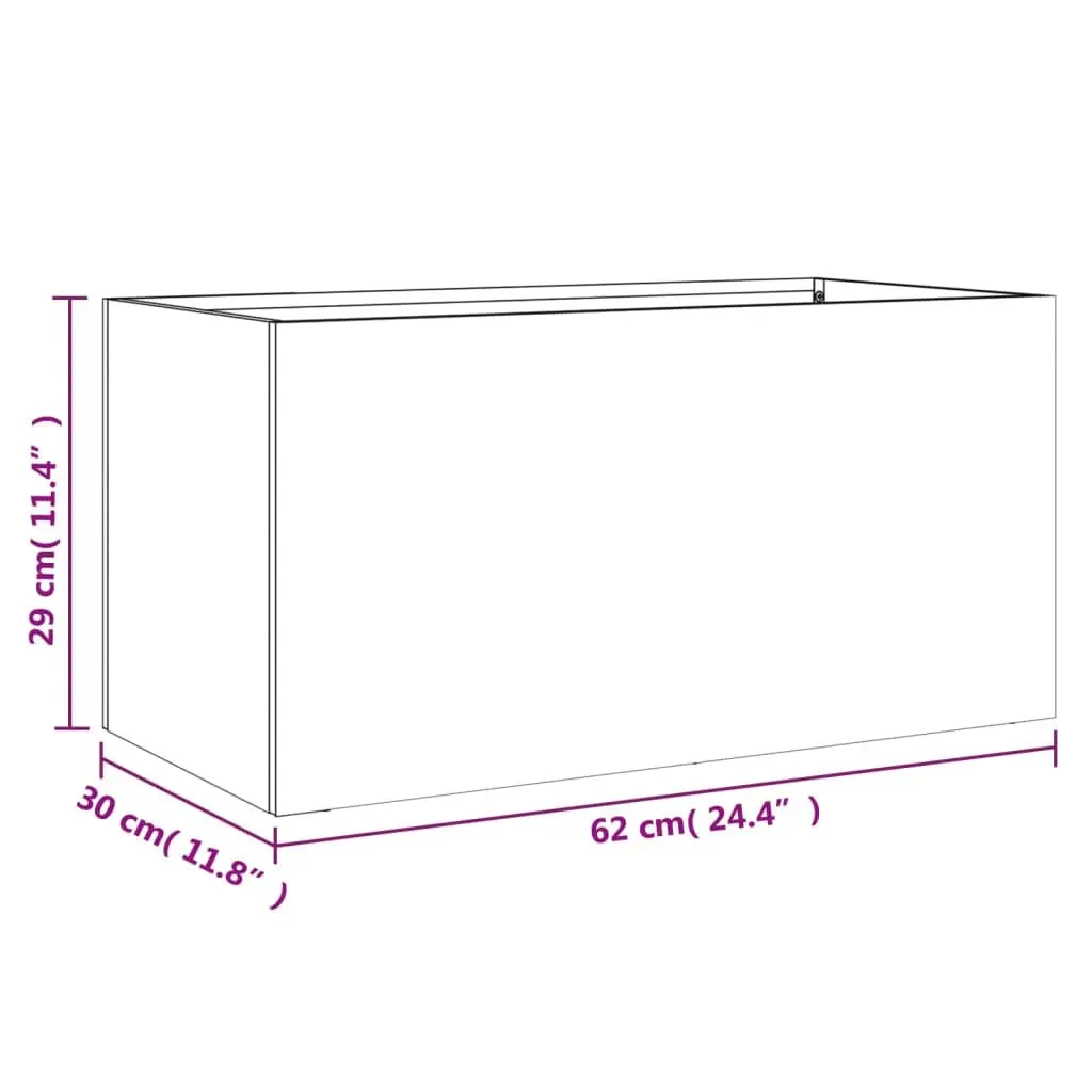 Steel Planter Box Cold-rolled Black 62 x 30 x 29 cm Garden Flower Outdoor Patio Balcony Decor