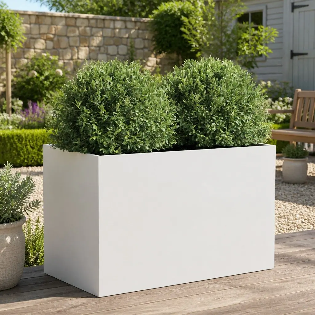 Planter Box Cold-rolled Steel 62x40x39 cm White Raised Bed Garden Decoration Outdoor
