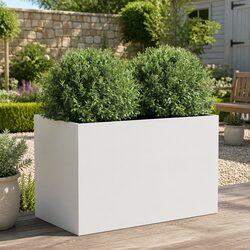 Durable White Steel Raised Planter Box 62x40x39 cm