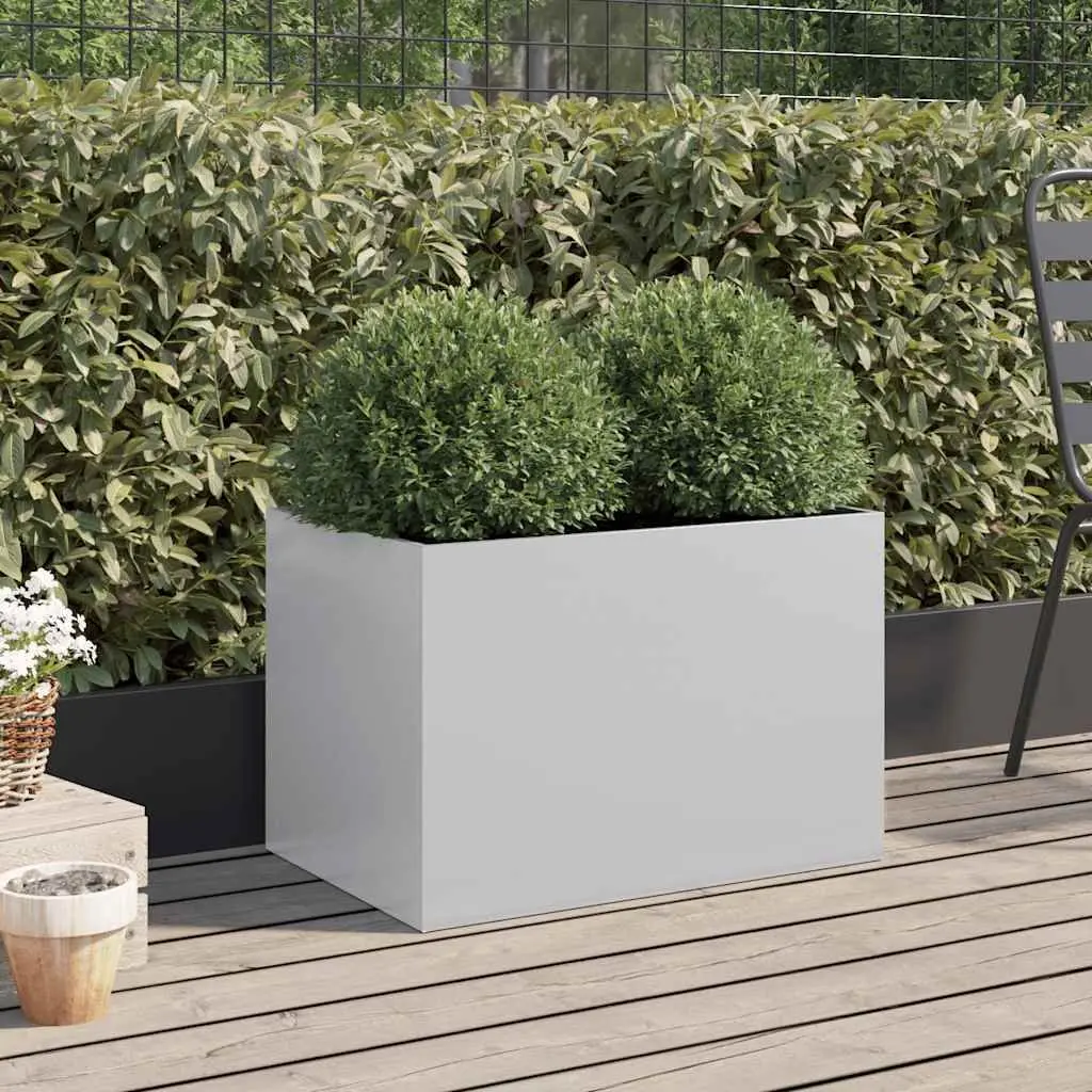Galvanised Steel Planter Garden Raised Flower Box Silver 62x40x39 cm Pot