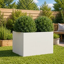 Durable White Steel Planter Box for Your Garden