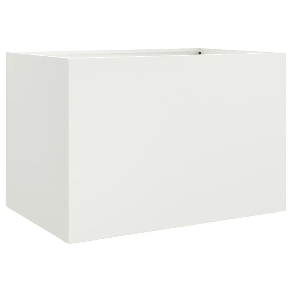Steel Planter White 62 x 47 x 46 cm Outdoor Decorative Flower Box Container