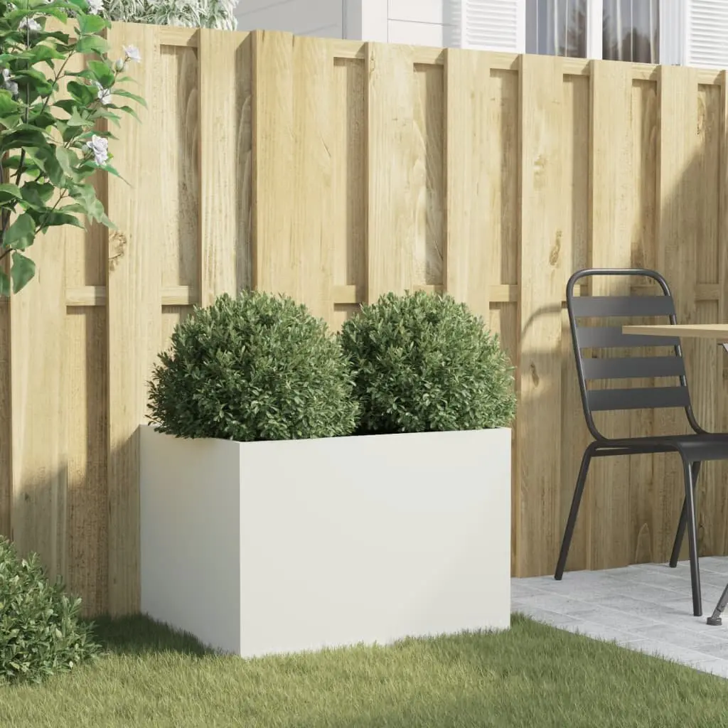 Steel Planter White 62 x 47 x 46 cm Outdoor Decorative Flower Box Container