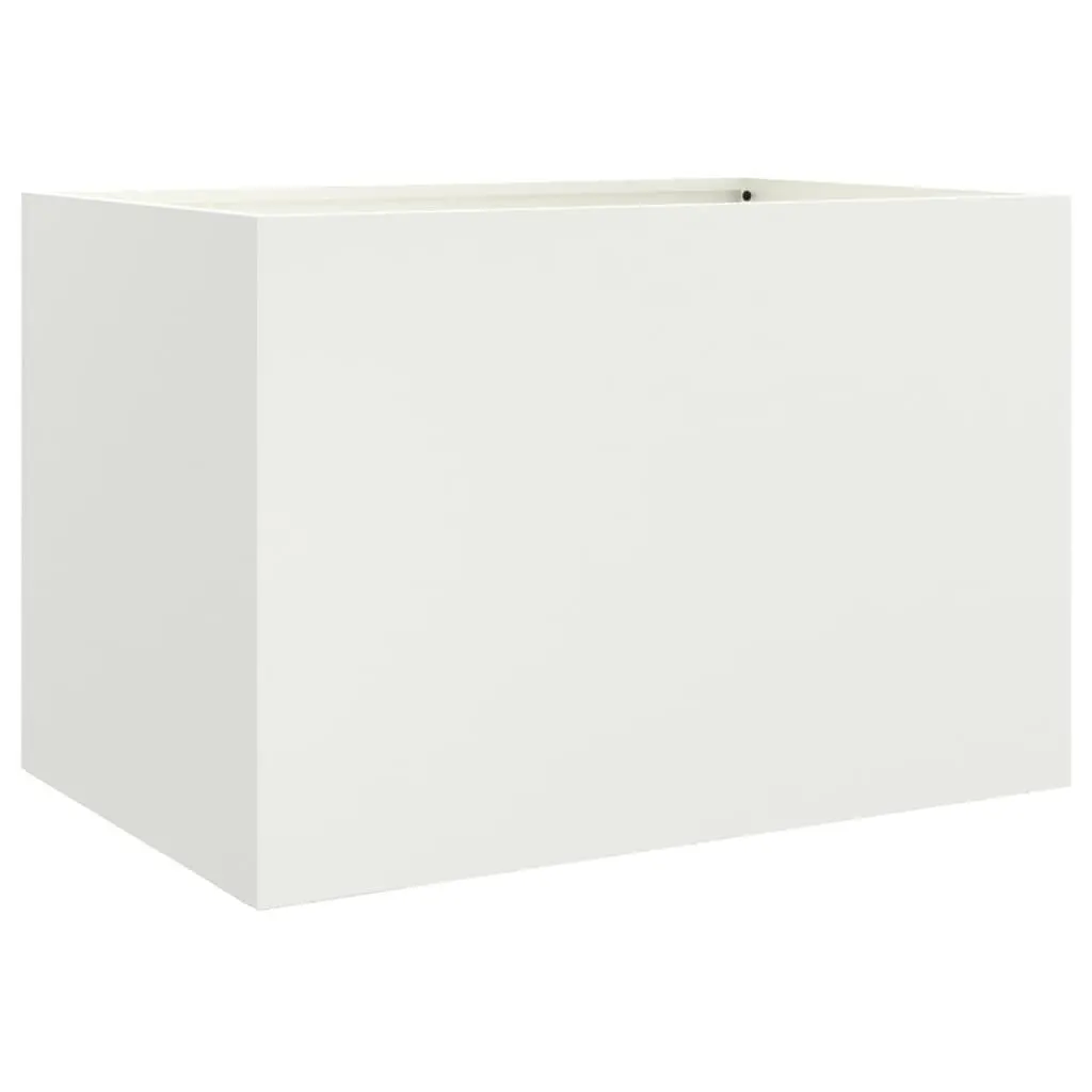 Steel Planter White 62 x 47 x 46 cm Outdoor Decorative Flower Box Container