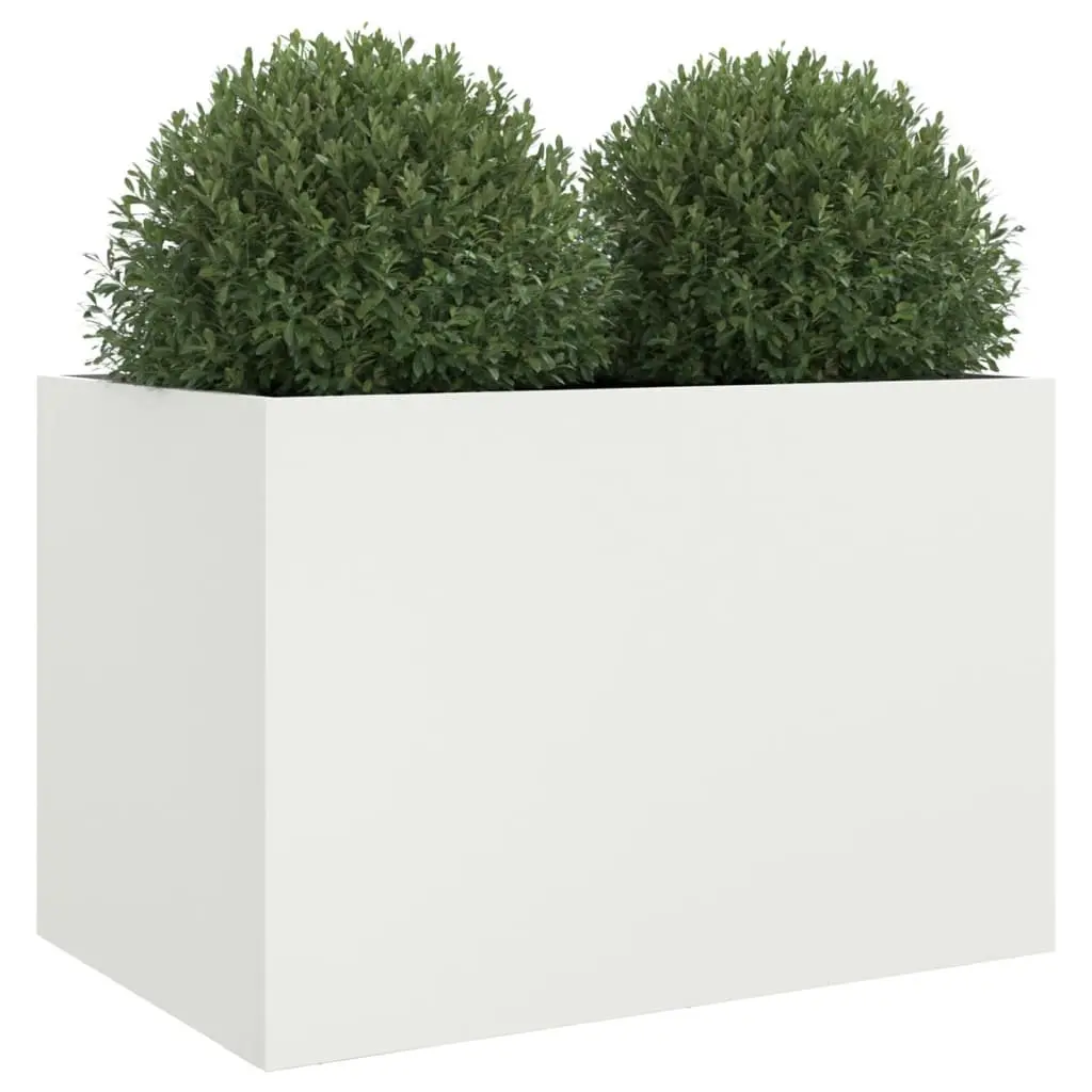 Steel Planter White 62 x 47 x 46 cm Outdoor Decorative Flower Box Container