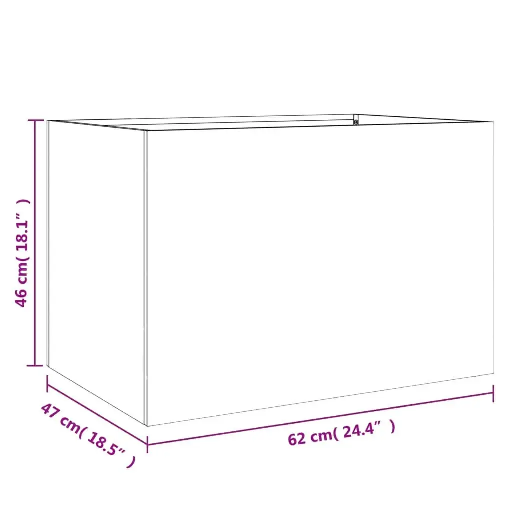 Steel Planter White 62 x 47 x 46 cm Outdoor Decorative Flower Box Container
