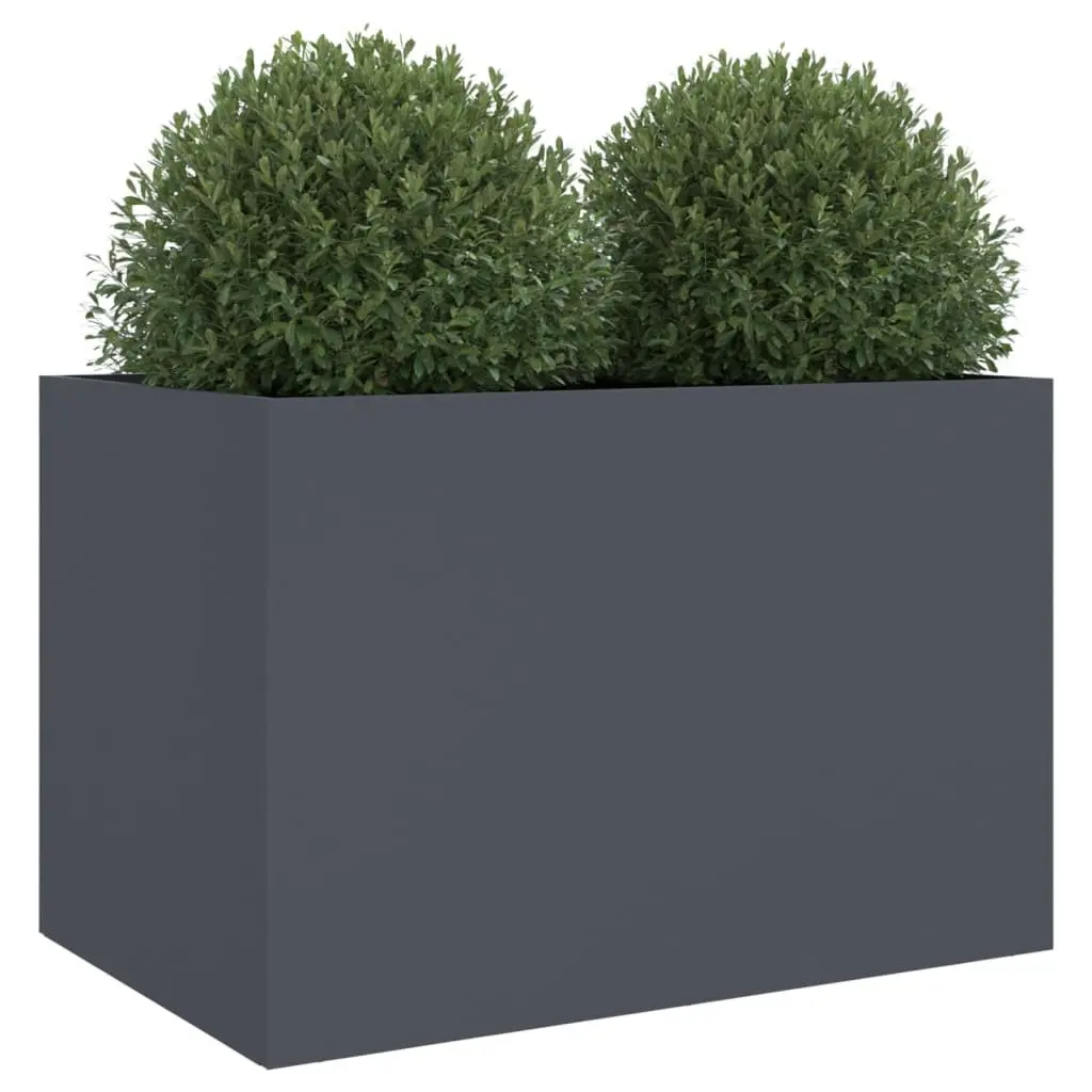 Steel Planter Cold-rolled Steel 62 x 47 x 46 cm Anthracite Raised Garden Bed Outdoor Patio Flower Box Decor