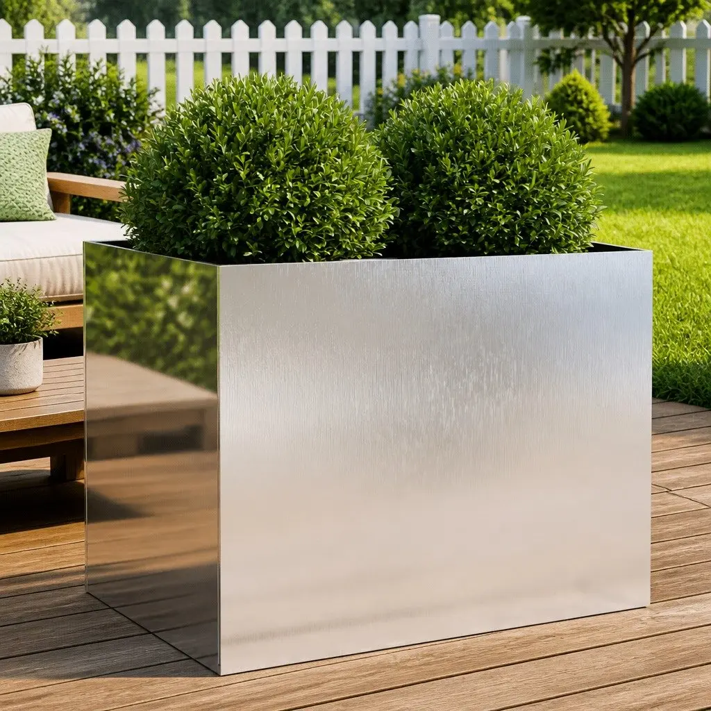 Raised Garden Planter Stainless Steel Large Silver