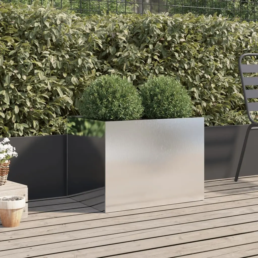 Raised Garden Planter Stainless Steel Large Silver