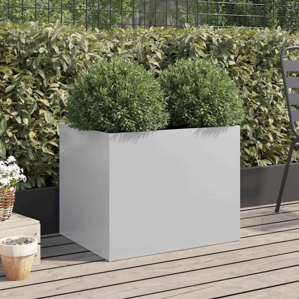 Galvanised Steel Planter Silver 62 x 47 x 46 cm Garden Raised Bed Outdoor Patio Flower Box Decor