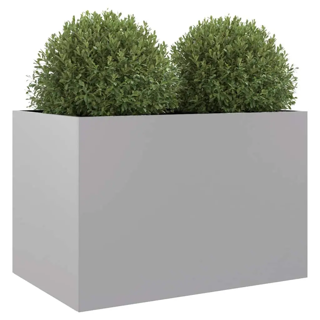Galvanised Steel Planter Silver 62 x 47 x 46 cm Garden Raised Bed Outdoor Patio Flower Box Decor
