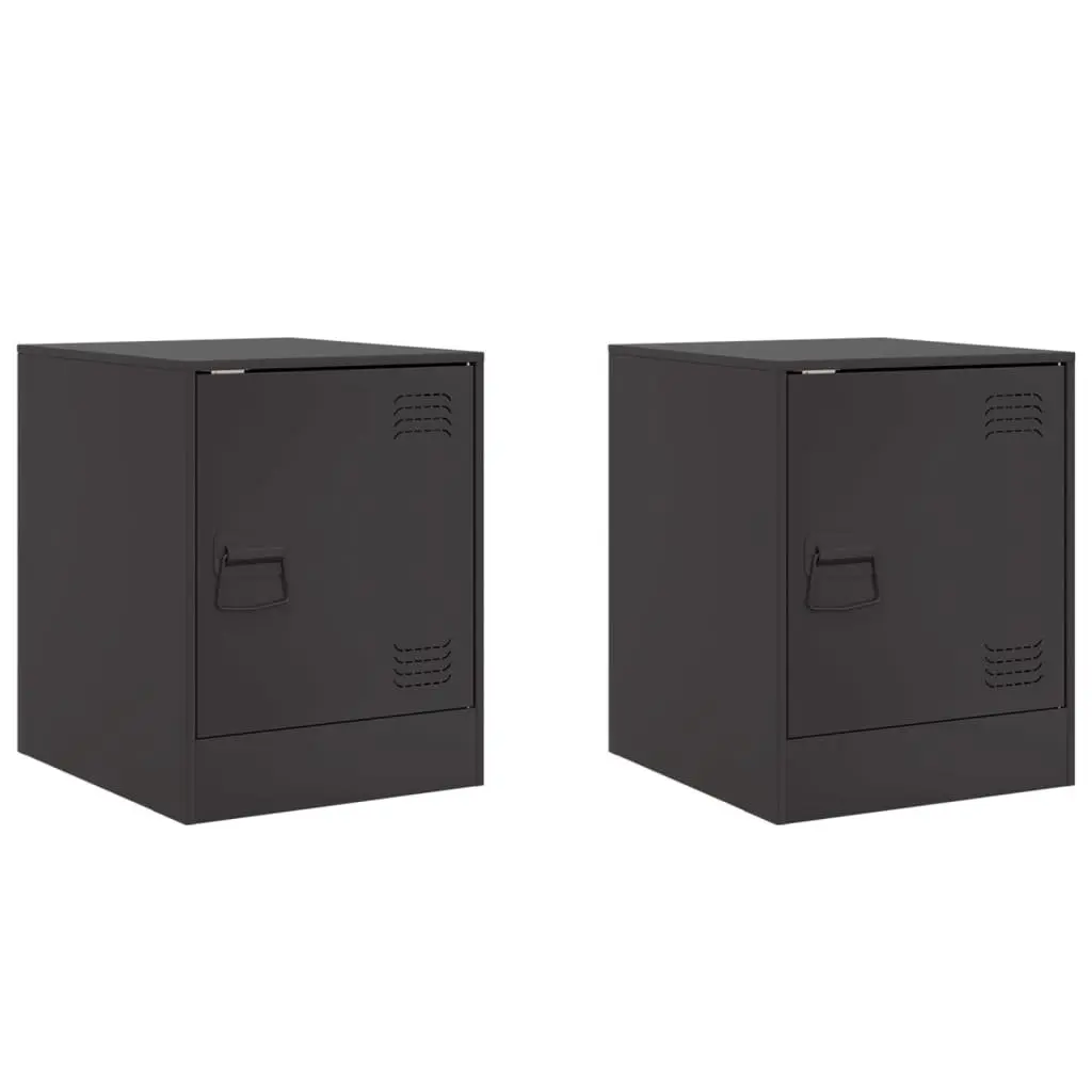 Bedside Tables Cold-rolled Steel 34.5 x 39 x 44 cm Black 2 Pieces