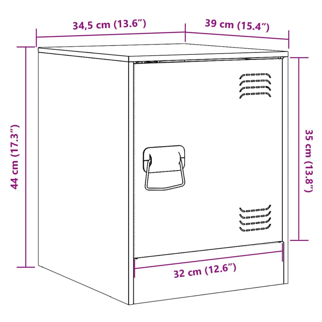 Bedside Tables Cold-rolled Steel 34.5 x 39 x 44 cm Black 2 Pieces